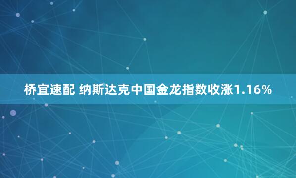 桥宜速配 纳斯达克中国金龙指数收涨1.16%