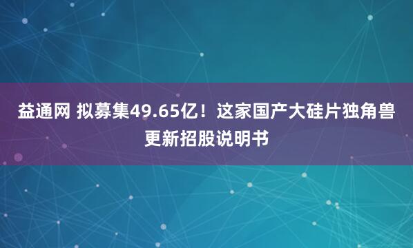 益通网 拟募集49.65亿!这家国产大硅片独角兽更新招股说明书
